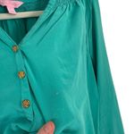 Lilly Pulitzer Elsa 100% Silk Top Green Preppy Office FLAW Womens Medium Photo 6