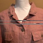 Joie  Linen Shirt Jacket Womens XL Coral Pink Button Front Utility Jacket Photo 2