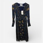 Ba&sh NWT Finaya Floral Midi Dress Blue XS Romantic Parisian Style MSRP $420 Photo 2