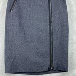 J. CrewAsymmetric Full Zip Wool Midi Pencil Classic Moto Gray Blue Size 10 Med Photo 2