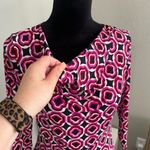 Ny Collection Women Long Sleeve Cowl Neck Geometric Print Midi Dress Size Small Photo 1