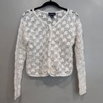 VTG Hunters Run Crochet Flower Cardigan Sweater Cream Size L Cottagecore Peasant White Size L Photo 1