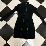 Dzhavael Couture Stretchy Mini Dress Long Sleeve Studded Beaded Unique European Black Size 10 Photo 1