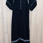 Old Navy WomensMaxi Dress Size L Black Embroidered Gauze Boho Cottage Whimsigoth Photo 0