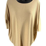 Agnes & Dora  Dolman Tunic Top Beige Ribbed Knit Batwing Sleeve Women's Medium Photo 0