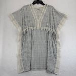 J.Crew  Beachwear XS/S Striped Crochet Trim Tunic Cover-Up‎ Dress Blue White Photo 0