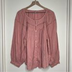 Old Navy Old‎ Navy Long Sleeve Embroidered Lace Blouse Paradigm Petal Pink Cottagecore Photo 2