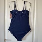 Smismivo Strapless One Piece Tummy Control Swimsuit Ruched Bandeau Navy Blue S Photo 5