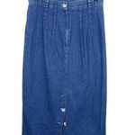 Forenza Vintage 80s 90s Authentic Sportswear Denim Midi Slit Skirt with Buttons Photo 0