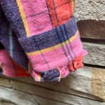 KERRI ROSENTHAL MIA PLAID SHIRT cabin pink plaid ruffle small cotton flannel Photo 10