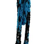 Handmade Knitted Lace Long Scarf Crochet Blue Black 106in Fluffy Yarn Hole-knit Narrow Photo 1
