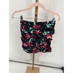 Stradivarius Womens Black Floral Mini Skirt Ruched Detail Size XS Photo 4