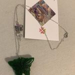 Butterfly Garden Green Jade Pendant & 8KGP Signed Chain Photo 5