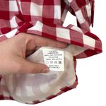 Elizabeth Wilson Small Red Gingham Plaid Ruffle Blouse Preppy Casual Photo 4