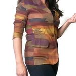 Vintage Aztec Multicolored Orange & Yellow Blazer Size Small Petite Photo 0