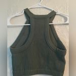 Aerie  Superchill Cropped Ribbed Army Green Seamless High Neck Bra Top; size S Photo 2