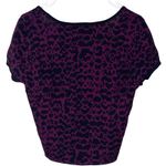 Bold Elements Blouse Women's Medium Purple Short Sleeve Cropped Animal Print Photo 1