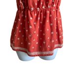 Old Navy Y2K Women Top M Orange Embroidered Flowers Smocked Back Boho Cottage Photo 4