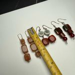 Stone Bead Dangle Drop Pierced Earrings Lot Of 3 Beaded Photo 7