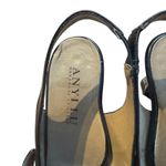 ANYI LU Shoes Womens Size 40.5 Patent Leather‎ Peep Toe Slingback Heels Italy Black Photo 2