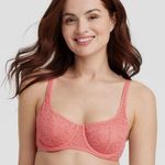 Auden NWOT Size 40C Pink Coral Lace Unlined Scoop Balconette Underwire Bra Photo 0
