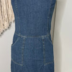 Ann Taylor Vtg 90s Y2K Jeans Denim Mini Dress Apron Pockets Contrast Stitching 4 Photo 0