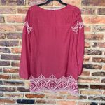 West 36th Maroon Red Embroidered Long Sleeve Tunic Top Women's Size Small Photo 4