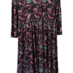 Loft Women Paisley Mock Neck Maxi Dress Size Large Long Sleeve Stretch Peasant Photo 0