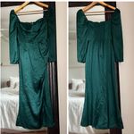 Reformation  Glorianna Green Silk Dress Christmas party holiday 2 Photo 1