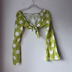 For Love & Lemons Galia Green & White Polka Dot Tie Front Crop Top S NWT Photo 2