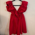 Day and Moon Red Ruffle Tie Back Poplin Dress Size M Photo 1