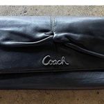 Coach Designer Black Gray Multi Pocket Flap Over Wallet Coin Zipper Pocket SZ 8” Photo 1