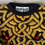 80's/90's Vintage Midnight Blues Womens Embellished Small Sweater Jewel Fuzzy Black Photo 6