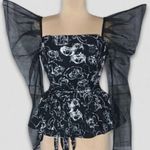 Disney Vintage NYC Cheshire Cat Blouse Black White Medium Photo 0