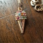 SU Multi Gemstone Vintage Ice Cream Cone 925 Sterling Silver Necklace 18in‎ Photo 1