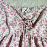 In February Pink Floral Lace Trim Top White Size M Photo 3