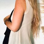 Haute Hippie Cream Black Silk Tank Vest Top Draped VNeck Button Blouse Medium Photo 2