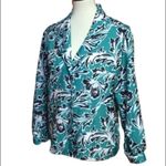 Vintage 80s colorful bright dressy blouse Green Size L Photo 1