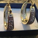 The Row Gold Plated Inside out 4 Crystal Hoops 1 1/4" Photo 0