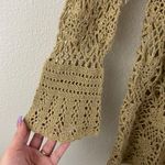 Karen Kane Vintage 90’s Beige Tan Shimmer Bell Sleeve Crochet Duster Cardigan Photo 6
