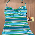 Hobie Women’s  Swim Tankini Striped Adjustable Halter Top Small NWT Photo 0