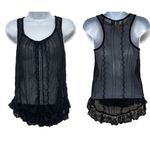 Anthropologie Vintage Y2K Mimi Chica Sheer Lace Embroidered Black Tank Top Blouse Shirt XS Photo 1