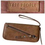 Free People Distressed Vegan Leather Wristlet Wallet Brown Tan Photo 1