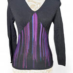 Bandolino Artsy Long Sleeve Y2K Top Chic Geometric Size Medium V Neck Photo 0