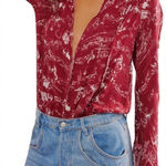 NWT Free People Intimately Everythings rosy bodysuit In Western Print size SP Red Photo 0