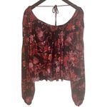Free People  Womens Up for Anything Western Smocked‎ Tie Closure Top Size Small Photo 1