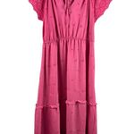 Bohemian Pink Maxi Dress With Lace Sleeves & Embroidery Size L By The River Size L Photo 1