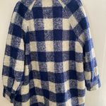 Sézane Sezane Blue and Cream Checkered wool winter Teddy Jacket Photo 8