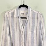 Grayson Women Blue & White Striped The Hero 100% Linen Button Up Shirt Sz 2 (S) Photo 1