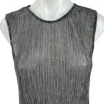 BCBGeneration Silver Metallic Semi Sheer Plisse Sleeveless Mini Shift Dress S Photo 2